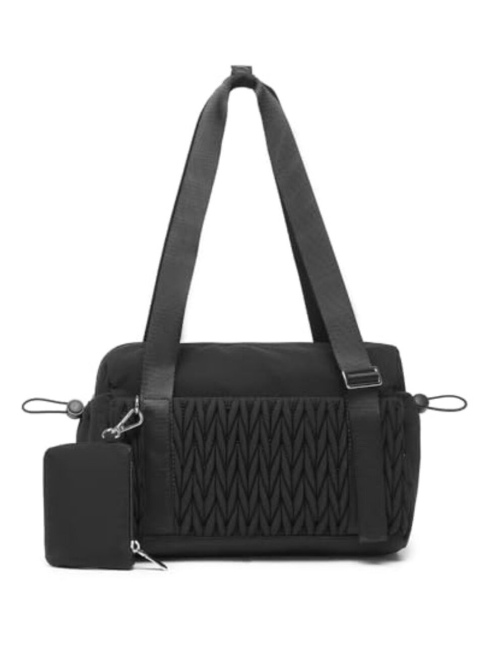 Quilted Mini Gym Tote Wet Compartment Detachable Coin Purse Small Duffel